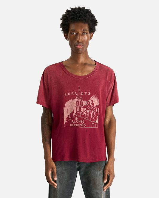 Enfants Riches Deprimes Men's T-Shirts Burning Church T-Shirt in Dark Scarlet