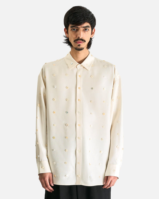 AUBERO Men's Shirts Clemente Button Shirt in Ivory