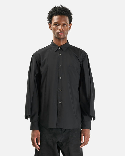 BLACK Comme des Garçons Men's Shirts Double Long Sleeve Shirt in Black