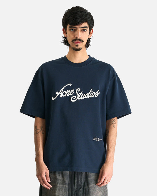 Acne Studios Men's T-Shirts Logo T-Shirt in Deep Blue