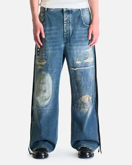 Ann Demeulemeester Men's Pants Olan 5-Pockets High Comfort Trousers in Vintage Blue